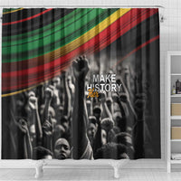 Make His-Herstories Shower Curtain Black Power Hand and Pan-African Flag