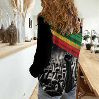 Make His-Herstories Women Casual Shirt Black Power Hand and Pan-African Flag - Wonder Print Shop