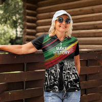 Make His-Herstories Women Polo Shirt Black Power Hand and Pan-African Flag - Wonder Print Shop