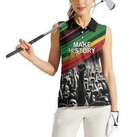 Make His-Herstories Women Sleeveless Polo Shirt Black Power Hand and Pan-African Flag - Wonder Print Shop