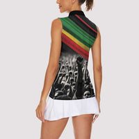 Make His-Herstories Women Sleeveless Polo Shirt Black Power Hand and Pan-African Flag - Wonder Print Shop