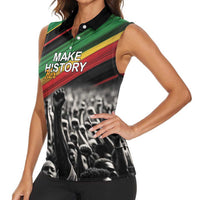 Make His-Herstories Women Sleeveless Polo Shirt Black Power Hand and Pan-African Flag - Wonder Print Shop