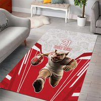 England Rugby Custom Area Rug English Bull Dog Mascot Sporty