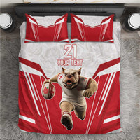 England Rugby Custom Bedding Set English Bull Dog Mascot Sporty