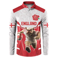 England Rugby Custom Button Sweatshirt English Bull Dog Mascot Sporty