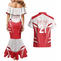 England Rugby Custom Couples Matching Mermaid Dress and Hawaiian Shirt English Bull Dog Mascot Sporty