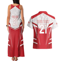 England Rugby Custom Couples Matching Tank Maxi Dress and Hawaiian Shirt English Bull Dog Mascot Sporty