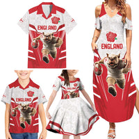 England Rugby Custom Family Matching Summer Maxi Dress and Hawaiian Shirt English Bull Dog Mascot Sporty