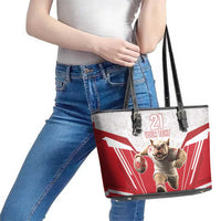 England Rugby Custom Leather Tote Bag English Bull Dog Mascot Sporty