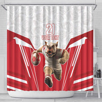 England Rugby Custom Shower Curtain English Bull Dog Mascot Sporty