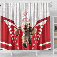 England Rugby Custom Shower Curtain English Bull Dog Mascot Sporty