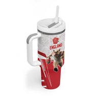 England Rugby Custom Tumbler With Handle English Bull Dog Mascot Sporty