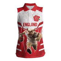 England Rugby Custom Women Sleeveless Polo Shirt English Bull Dog Mascot Sporty
