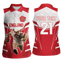 England Rugby Custom Women Sleeveless Polo Shirt English Bull Dog Mascot Sporty