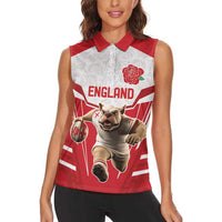 England Rugby Custom Women Sleeveless Polo Shirt English Bull Dog Mascot Sporty