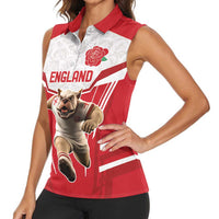 England Rugby Custom Women Sleeveless Polo Shirt English Bull Dog Mascot Sporty
