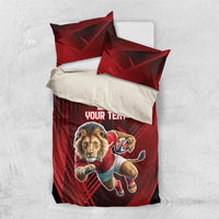 England Rugby Custom Bedding Set Lion Mascot Sporty