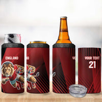England Rugby Custom 4 in 1 Can Cooler Tumbler Lion Mascot Sporty