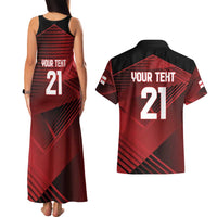 England Rugby Custom Couples Matching Tank Maxi Dress and Hawaiian Shirt Lion Mascot Sporty