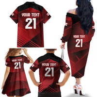 England Rugby Custom Family Matching Off The Shoulder Long Sleeve Dress and Hawaiian Shirt Lion Mascot Sporty