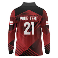 England Rugby Custom Long Sleeve Polo Shirt Lion Mascot Sporty