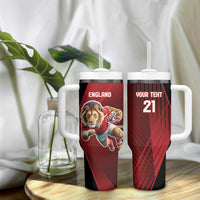 England Rugby Custom Tumbler With Handle Lion Mascot Sporty