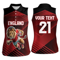 England Rugby Custom Women Sleeveless Polo Shirt Lion Mascot Sporty