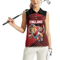 England Rugby Custom Women Sleeveless Polo Shirt Lion Mascot Sporty