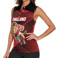 England Rugby Custom Women Sleeveless Polo Shirt Lion Mascot Sporty