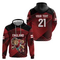 England Rugby Custom Zip Hoodie Lion Mascot Sporty