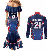 France Rugby Custom Couples Matching Mermaid Dress and Long Sleeve Button Shirt Coq Gaulois Never Less Than Everything