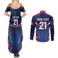 France Rugby Custom Couples Matching Summer Maxi Dress and Long Sleeve Button Shirt Coq Gaulois Never Less Than Everything