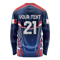 France Rugby Custom Long Sleeve Shirt Coq Gaulois Never Less Than Everything