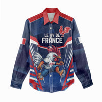 France Rugby Custom Women Casual Shirt Coq Gaulois Never Less Than Everything