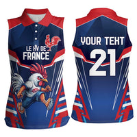 France Rugby Custom Women Sleeveless Polo Shirt Coq Gaulois Never Less Than Everything