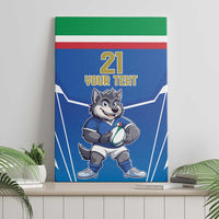 Italy Rugby Custom Canvas Wall Art Italian Wolf Mascot Go Gli Azzurri