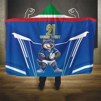 Italy Rugby Custom Hooded Blanket Italian Wolf Mascot Go Gli Azzurri
