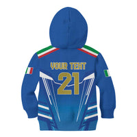 Italy Rugby Custom Kid Hoodie Italian Wolf Mascot Go Gli Azzurri