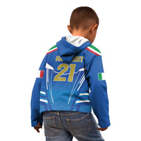 Italy Rugby Custom Kid Hoodie Italian Wolf Mascot Go Gli Azzurri