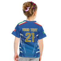 Italy Rugby Custom Kid T Shirt Italian Wolf Mascot Go Gli Azzurri