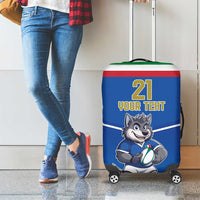 Italy Rugby Custom Luggage Cover Italian Wolf Mascot Go Gli Azzurri