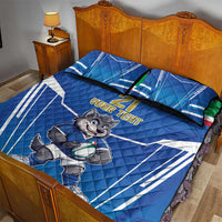 Italy Rugby Custom Quilt Bed Set Italian Wolf Mascot Go Gli Azzurri