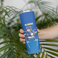 Italy Rugby Custom Skinny Tumbler Italian Wolf Mascot Go Gli Azzurri