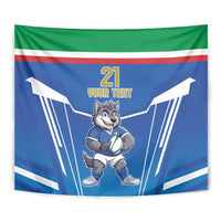 Italy Rugby Custom Tapestry Italian Wolf Mascot Go Gli Azzurri