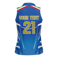 Italy Rugby Custom Women Sleeveless Polo Shirt Italian Wolf Mascot Go Gli Azzurri