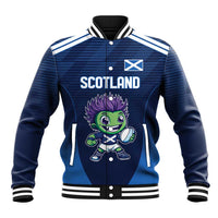 Scotland Rugby Custom Baseball Jacket Thistle Mascot Go Scottish!