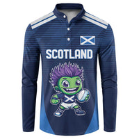 Scotland Rugby Custom Button Sweatshirt Thistle Mascot Go Scottish!