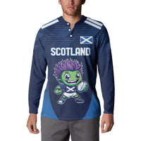 Scotland Rugby Custom Button Sweatshirt Thistle Mascot Go Scottish!