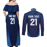 Scotland Rugby Custom Couples Matching Off Shoulder Maxi Dress and Long Sleeve Button Shirt Thistle Mascot Go Scottish!