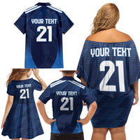 Scotland Rugby Custom Family Matching Off Shoulder Short Dress and Hawaiian Shirt Thistle Mascot Go Scottish!
